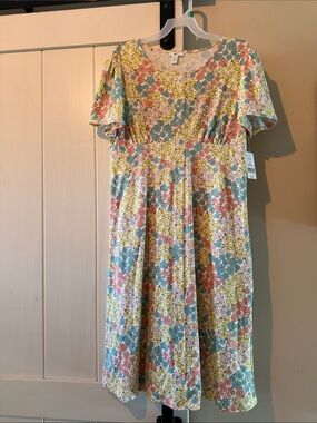 dip Floral Casual Dress in Blue, Yellow, Pink